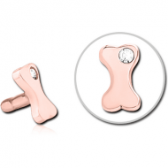ROSE GOLD PVD COATED SURGICAL STEEL JEWELLED PUSH FIT ATTACHMENT FOR BIOFLEX INTERNAL LABRET - BONE PIERCING