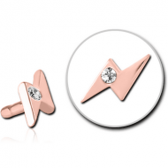 ROSE GOLD PVD COATED SURGICAL STEEL JEWELLED PUSH FIT ATTACHMENT FOR BIOFLEX INTERNAL LABRET - THUNDER PIERCING
