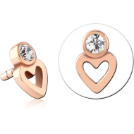 ROSE GOLD PVD COATED SURGICAL STEEL JEWELLED PUSH FIT ATTACHMENT FOR BIOFLEX INTERNAL LABRET PIERCING