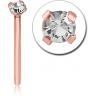ROSE GOLD PVD COATED SURGICAL STEEL CURVED PRONG SET 2 MM JEWELLED NOSE STUD
