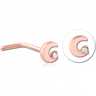 ROSE GOLD PVD COATED SURGICAL STEEL 90 DEGREE JEWELLED NOSE STUD PIERCING