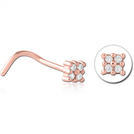 ROSE GOLD PVD COATED SURGICAL STEEL JEWELLED NOSE STUDS PIERCING