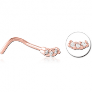 ROSE GOLD PVD COATED SURGICAL STEEL JEWELLED NOSE STUDS PIERCING