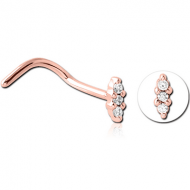 ROSE GOLD PVD COATED SURGICAL STEEL JEWELLED NOSE STUDS PIERCING