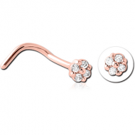 ROSE GOLD PVD COATED SURGICAL STEEL JEWELLED NOSE STUDS PIERCING