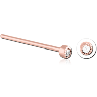 ROSE GOLD PVD COATED SURGICAL STEEL STRAIGHT JEWELLED NOSE STUD PIERCING