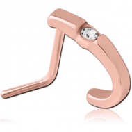 ROSE GOLD PVD COATED SURGICAL STEEL 90 DEGREE JEWELLED WRAP AROUND NOSE STUD PIERCING