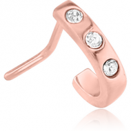 ROSE GOLD PVD COATED SURGICAL STEEL 90 DEGREE JEWELLED WRAP AROUND NOSE STUD PIERCING