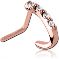 ROSE GOLD PVD COATED SURGICAL STEEL 90 DEGREE JEWELLED WRAP AROUND NOSE STUD PIERCING
