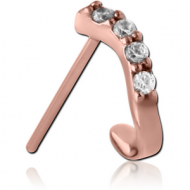 ROSE GOLD PVD COATED SURGICAL STEEL STRAIGHT JEWELLED WRAP AROUND NOSE STUD PIERCING