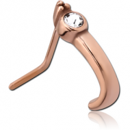 ROSE GOLD PVD COATED SURGICAL STEEL 90 DEGREE JEWELLED WRAP AROUND NOSE STUD PIERCING