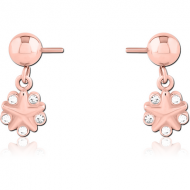 ROSE GOLD PVD COATED SURGICAL STEEL PUSH FIT JEWELLED ATTACHMENT FOR BIOFLEX INTERNAL NIPPLE SHIELD PIERCING