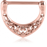 ROSE GOLD PVD COATED SURGICAL STEEL NIPPLE CLICKER - FILIGREE