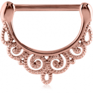 ROSE GOLD PVD COATED SURGICAL STEEL NIPPLE CLICKER - FILIGREE