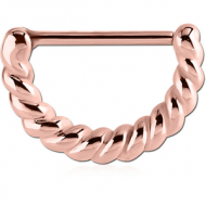 ROSE GOLD PVD COATED SURGICAL STEEL NIPPLE CLICKER - ROPE PIERCING