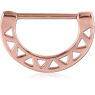 ROSE GOLD PVD COATED SURGICAL STEEL NIPPLE CLICKER - SMALL TRIANGLES PIERCING