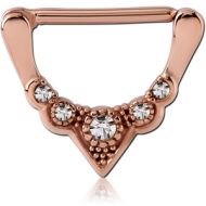 ROSE GOLD PVD COATED SURGICAL STEEL JEWELLED NIPPLE CLICKER - FILIGREE
