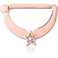 ROSE GOLD PVD COATED SURGICAL STEEL JEWELLED NIPPLE CLICKER PIERCING