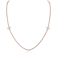 ROSE GOLD PVD COATED SURGICAL STEEL JEWELLED NECKLACE WITH PENDANT