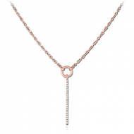 ROSE GOLD PVD COATED SURGICAL STEEL JEWELLED NECKLACE WITH PENDANT