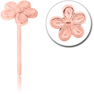 ROSE GOLD PVD COATED SURGICAL STEEL STRAIGHT NOSE STUD - FLOWER