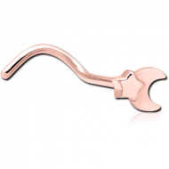 ROSE GOLD PVD COATED SURGICAL STEEL CURVED NOSE STUD