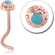ROSE GOLD PVD COATED SURGICAL STEEL CURVED NOSE STUD - CIRCLE