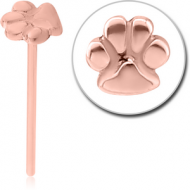 ROSE GOLD PVD COATED SURGICAL STEEL STRAIGHT NOSE STUD - PAW PIERCING