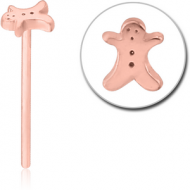 ROSE GOLD PVD COATED SURGICAL STEEL STRAIGHT NOSE STUD - PAW