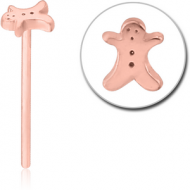 ROSE GOLD PVD COATED SURGICAL STEEL STRAIGHT NOSE STUD - PAW PIERCING