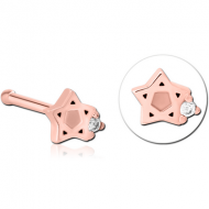 ROSE GOLD PVD COATED SURGICAL STEEL JEWELLED NOSE BONE PIERCING