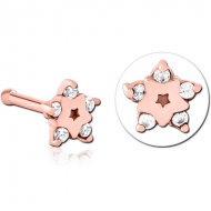 ROSE GOLD PVD COATED SURGICAL STEEL JEWELLED NOSE BONE PIERCING