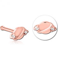 ROSE GOLD PVD COATED SURGICAL STEEL JEWELLED NOSE BONE PIERCING