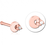ROSE GOLD PVD COATED SURGICAL STEEL JEWELLED NOSE BONE PIERCING