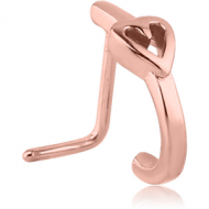 ROSE GOLD PVD COATED SURGICAL STEEL 90 DEGREE WRAP AROUND NOSE STUD - HEART