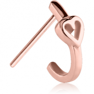 ROSE GOLD PVD SURGICAL STEEL STRAIGHT WRAP AROUND NOSE STUD - HEART PIERCING