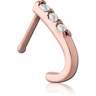ROSE GOLD PVD COATED SURGICAL STEEL JEWELLED WRAP AROUND NOSE BONE