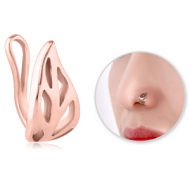 ROSE GOLD PVD COATED SURGICAL STEEL NOSE CLIP - LEAF PIERCING