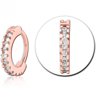 ROSE GOLD PVD COATED SURGICAL STEEL JEWELLED NOSE RING CLICKER PIERCING