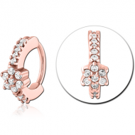 ROSE GOLD PVD COATED SURGICAL STEEL JEWELLED NOSE RING CLICKER PIERCING