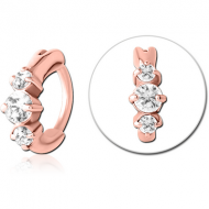 ROSE GOLD PVD COATED SURGICAL STEEL JEWELLED NOSE RING CLICKER PIERCING