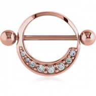 ROSE GOLD PVD COATED SURGICAL STEEL JEWELLED NIPPLE SHIELD - ROUND