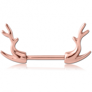 ROSE GOLD PVD COATED SURGICAL STEEL NIPPLE SHIELD BAR - DEAR HORNS PIERCING