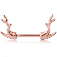 ROSE GOLD PVD COATED SURGICAL STEEL NIPPLE SHIELD BAR - DEAR HORNS