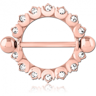 ROSE GOLD PVD COATED SURGICAL STEEL JEWELLED NIPPLE SHIELD PIERCING
