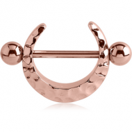 ROSE GOLD PVD COATED SURGICAL STEEL NIPPLE SHIELD - HAMMERED TEXTURE PIERCING