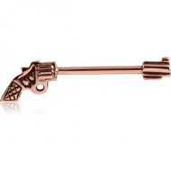 ROSE GOLD PVD COATED SURGICAL STEEL NIPPLE BAR - GUN PIERCING