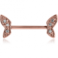 ROSE GOLD PVD COATED SURGICAL STEEL NIPPLE BAR - WINGS