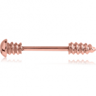 ROSE GOLD PVD COATED SURGICAL STEEL NIPPLE BAR - SCREW