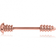 ROSE GOLD PVD COATED SURGICAL STEEL NIPPLE BAR - SCREW PIERCING